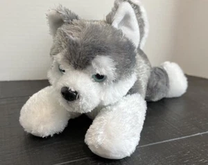 Aurora Husky Hund Wolf Plüschtier Stofftier Spielzeug 12 Zoll grau weiß realistisch blaues Auge - Bild 1 von 8
