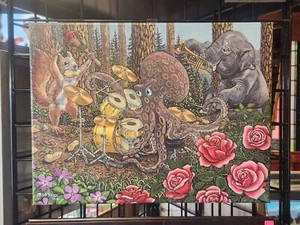 Funny Animal Band Octopus Elephant Squirrel Music Canvas Art By P. Pierce. - Picture 1 of 7