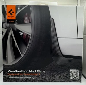 For Tesla Model 3 2023 WeatherBloc Mud Flaps Spigen TO300 Installation Kit Gift - Picture 1 of 2