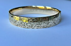 Very Lovely 1964 65 9Ct Gold Metal Core Engraved Hinged Bangle   R And W 2273G