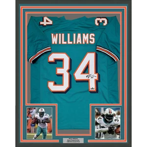 Framed Facsimile Autographed Ricky Williams 35x39 Miami Teal Reprint Jersey - Picture 1 of 2