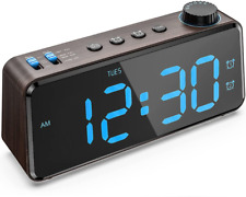 Digital Alarm Clock with Large LED Display, Dual Alarms, USB Charging, FM Radio 