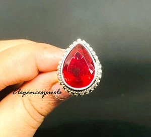 Red Garnet Ring Gemstone 925 Sterling Silver Handmade Designer Ring All Size - Picture 1 of 5