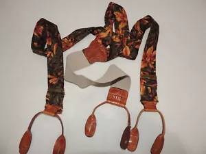 TORINO MADE IN USA MEN'S 100% SILK FLORAL BRACES SUSPENDERS - Picture 1 of 6