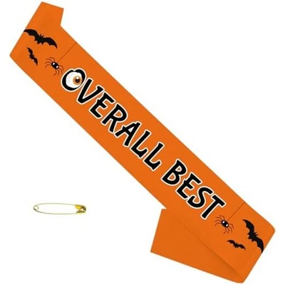 Faja de Halloween de satén naranja con diseño de murciélago al mejor disfraz en general -  Foto 1 de 4