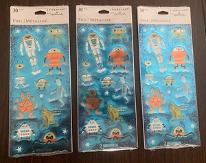 3 Packs Hallmark Stickeroni Stickers Foil Alien Space NEW! Sealed 90 pcs 6 Sheet - Picture 1 of 3