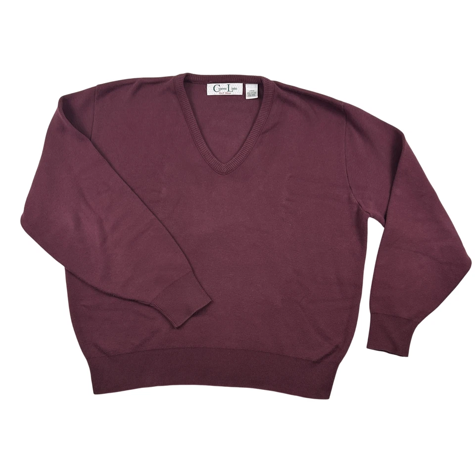 Suéter de eslabones de ciprés para hombre suéter grande cuello en V tejido de golf hecho en EE. UU. rojo Foto 1 de 4