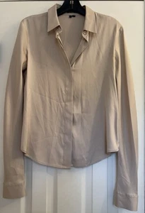 $325 Theory Classic Silk Stretch Pointed Collar Size S Button Up Long Sleeve - Picture 1 of 11