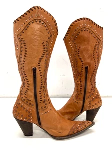 Jada hellbraune Damenstiefel mit Metallnieten Größe 37 - Bild 1 von 7