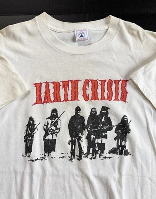 Camiseta De Colección Años 90 CRISIS DE LA TIERRA RARA Borde Recto Hardcore Punk Vegano L Foto 1 de 4