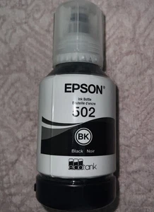 Oryginalna czarna butelka atramentu Epson 502 do ET-2700 ET-2750 ET-3700 ET-3750 nowa 127ml - Zdjęcie 1 z 2