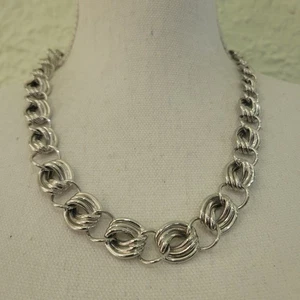 Collar de cadena grueso de doble eslabón grande tono plata 21 pulgadas - Imagen 1 de 6