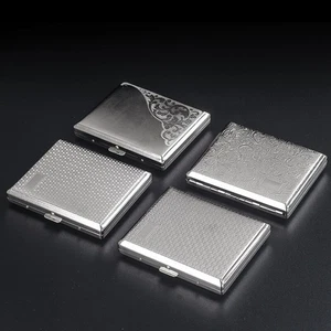 Classic Vintage Metal Cigarette Case Double Sided Silver Men Tobacco King Size - Picture 1 of 5