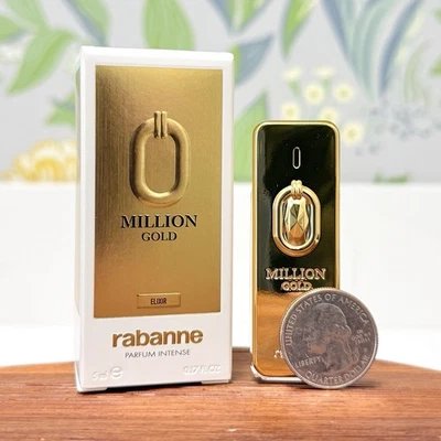 MINI Splash de viaje intenso Rabanne Million Gold Elixir perfume para hombre 5 ml 0,17 oz Foto 1 de 4