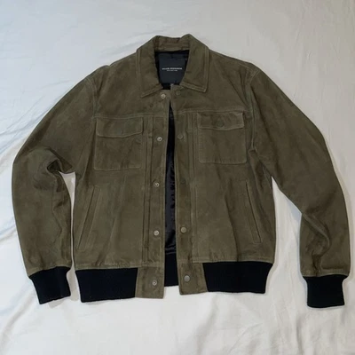 Chaqueta de cuero Club Monaco para hombre oliva Foto 1 de 4