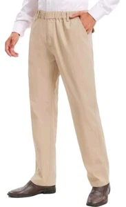Mens Elastic Waist Pants Relaxed Fit Elastic Waist Pants for Men Comfortable - Picture 1 of 10