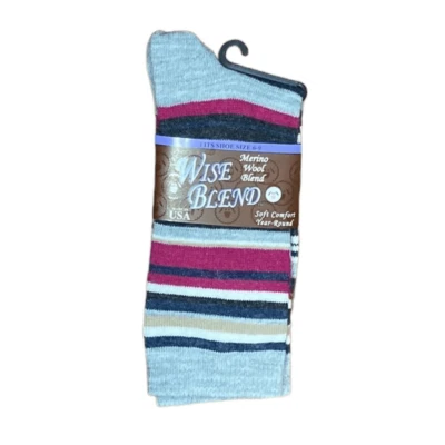 Calcetines a rayas grises de lana merino Wise Blend, nuevos con etiquetas Foto 1 de 4