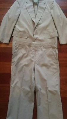 Chaqueta de traje para hombre HASPEL 3 botones tostado 100 % algodón 38R pantalones 35 Foto 1 de 4
