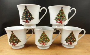 5 Sea Gull Jian Shiang Christmas Footed Coffee Tea Cups - Picture 1 of 10