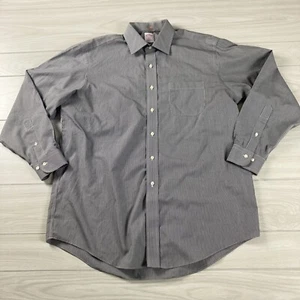 Brooks Brothers 346 Regular Fit Non Iron Shirt Sz 16.5-4/5 Beige w/ Black Checks - Picture 1 of 12