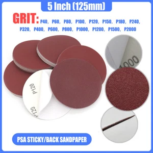 BULK LOT 5 inch Adhesive Sanding Disc 40 - 2000 Grit PSA Sticky Back Sandpaper - Picture 1 of 22