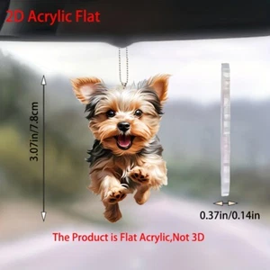 Yorkshire Terrier Acrylic Pendant - Versatile 2D Happy Running Dog Charm - Picture 1 of 11