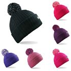 Ladies Mens Hat Thermal Chunky Knitted Beanie Fleece Lined Bobble Winter Warm