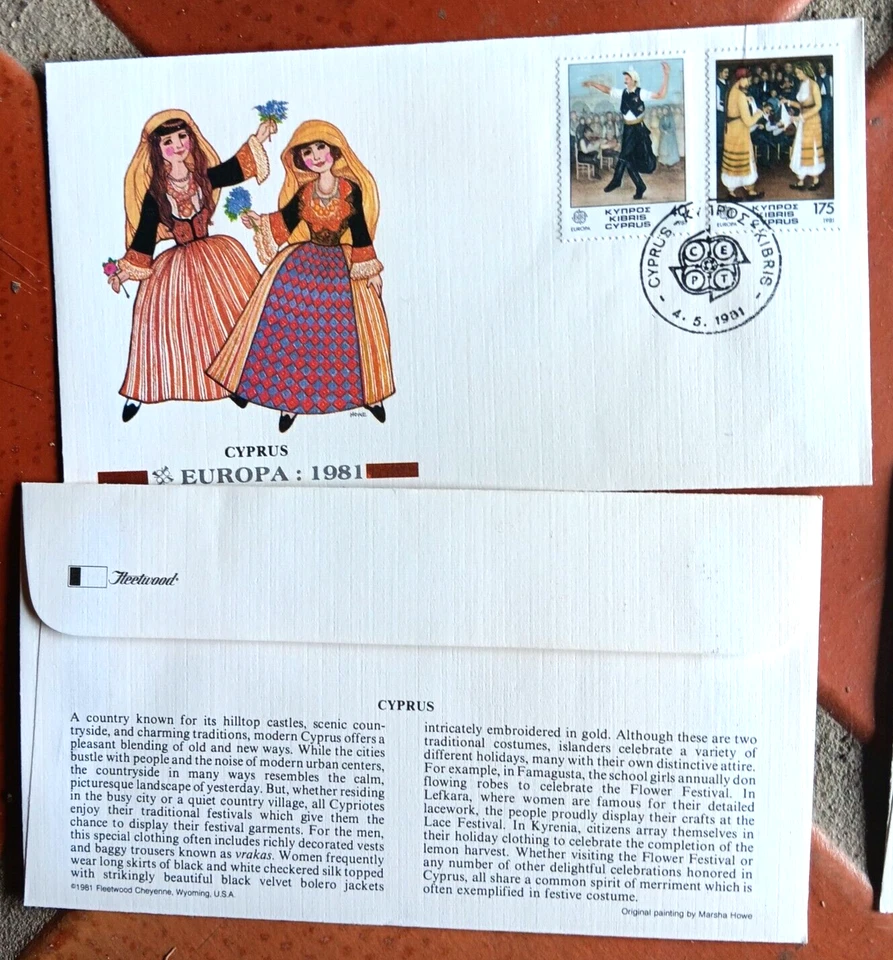 cyprus EUROPA 1981 NATIVE COSTUMES SET   FLEETWOOD CACHET FDC UNADDR - Image 1 of 1