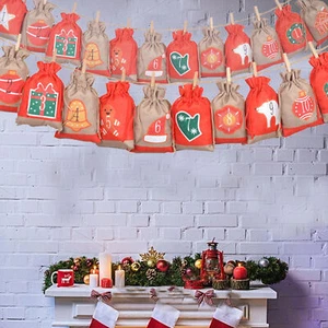 Advent Calendar Burlap Bag Set 24X Christmas Reusable Burlap Drawstring accepted - Picture 1 of 8