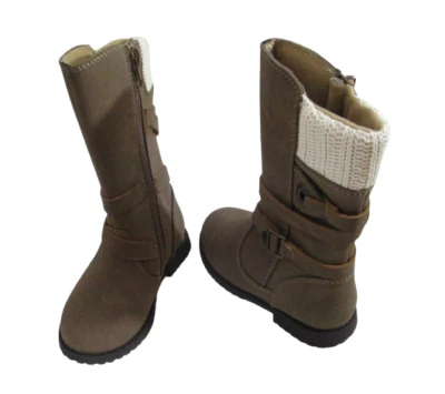 NUEVO Zapatos Rachel Lil Denver Niñas Pequeñas Tejido con Cable Puño Botas Altas 7 Nuez moscada Foto 1 de 4