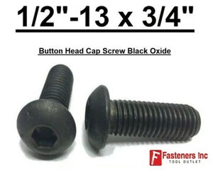 1/2-13 x 3/4" Button Socket Head Cap Screws Allen Hex Drive Black Oxide Alloy - Picture 1 of 3