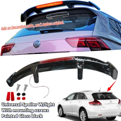 Universal Fit For Toyota Venza 2009-2016 Rear Roof Spoiler Wing Black With Light - Image 1 of 4