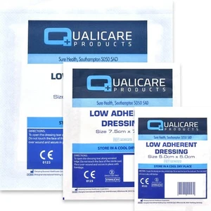 Low Adherent Dressings SMALL-LARGE 5cm/7.5cm/10cm First Aid Burn Cut Graze Wound - Picture 1 of 4