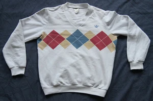 ADIDAS Ivan Lendl Vintage Retro Pullover Sweater Sweatshirt Argyle 80s Diamond - Picture 1 of 3