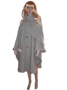 Damen Oversize Lagenlook Freizeit Wolle Cape Poncho Jacke Cоat One Size Übergröße S91 - Bild 1 von 10