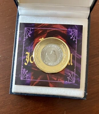 Moneda de 50 liras BU de la Ciudad del Vaticano 2000 del Papa Juan Pablo II en anillo exterior chapado en oro Foto 1 de 4
