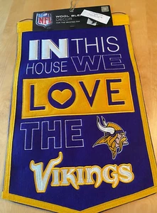 IN THIS HOUSE WE LOVE THE VIKINGS FELTED BANNER 15.5" X 24" NFL MINNESOTA - Picture 1 of 2