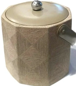 Georges Briard / Cubo de hielo retro años 70 vinilo imitación cuero tejido aspecto tostado - Imagen 1 de 10