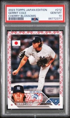 Gerrit Cole 2023 Topps JAPAN Edition #212 CHERRY BLOSSOMS /99 - PSA 10 - POP 1 - Image 1 of 3