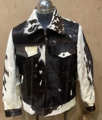 Handmade cowhide jacket real hair-on pony skin cowskin men western coat size all - Image 1 of 4