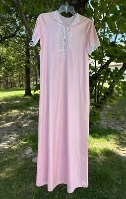 Vintage 60s 70s Gossard Artemis Nylon Lace Nightgown Womens Size S Pink 5213 USA - Image 1 of 4