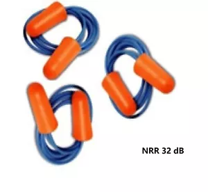 25 Pairs Disposable Soft Polyurethane(PU) Foam Earplugs NRR 32 dB with Cord - Picture 1 of 1