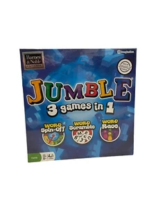 Jumble 3 Games In 1 Word Scramble Spin-off Race Puzzle Cards Brain Teasers NWT - Picture 1 of 3