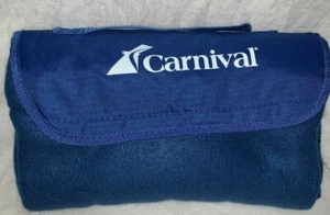Vintage Carnival Cruise ship folding blue blanket pack 60 x 30 Fleece 1990s - Picture 1 of 5
