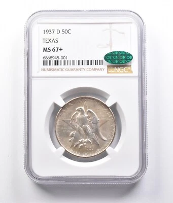 1937-D Texas Commemorative Half Dollar MS67+ NGC CAC *7142 - Image 1 of 3