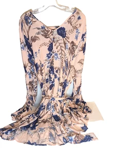 Vestido túnica floral UMGEE BluHeaven M cuello mandarín casa núcleo romance hada - Imagen 1 de 13
