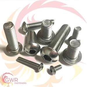 UNC SOCKET BUTTON HEAD SCREWS A2 STAINLESS STEEL IMPERIAL HARLEY ALLEN BOLTS GWR - Picture 1 of 8