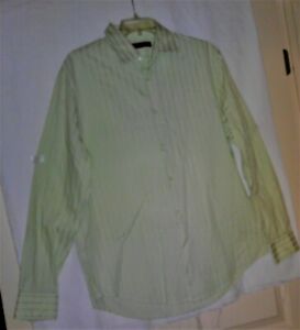 Dress Shirt Perry Ellis 100% Cotton Men's  Size Medium Striped Button Front