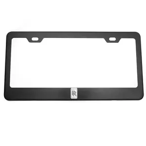 For Rolls Royce License Plate Frame Matte Black w/Chrome Logo Engraved Stainless - Picture 1 of 12