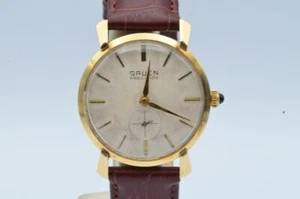 Gruen Precision Men's Watch 35MM Pretty 14K 750 Solid Gold Vintage Hand Wound - Picture 1 of 10